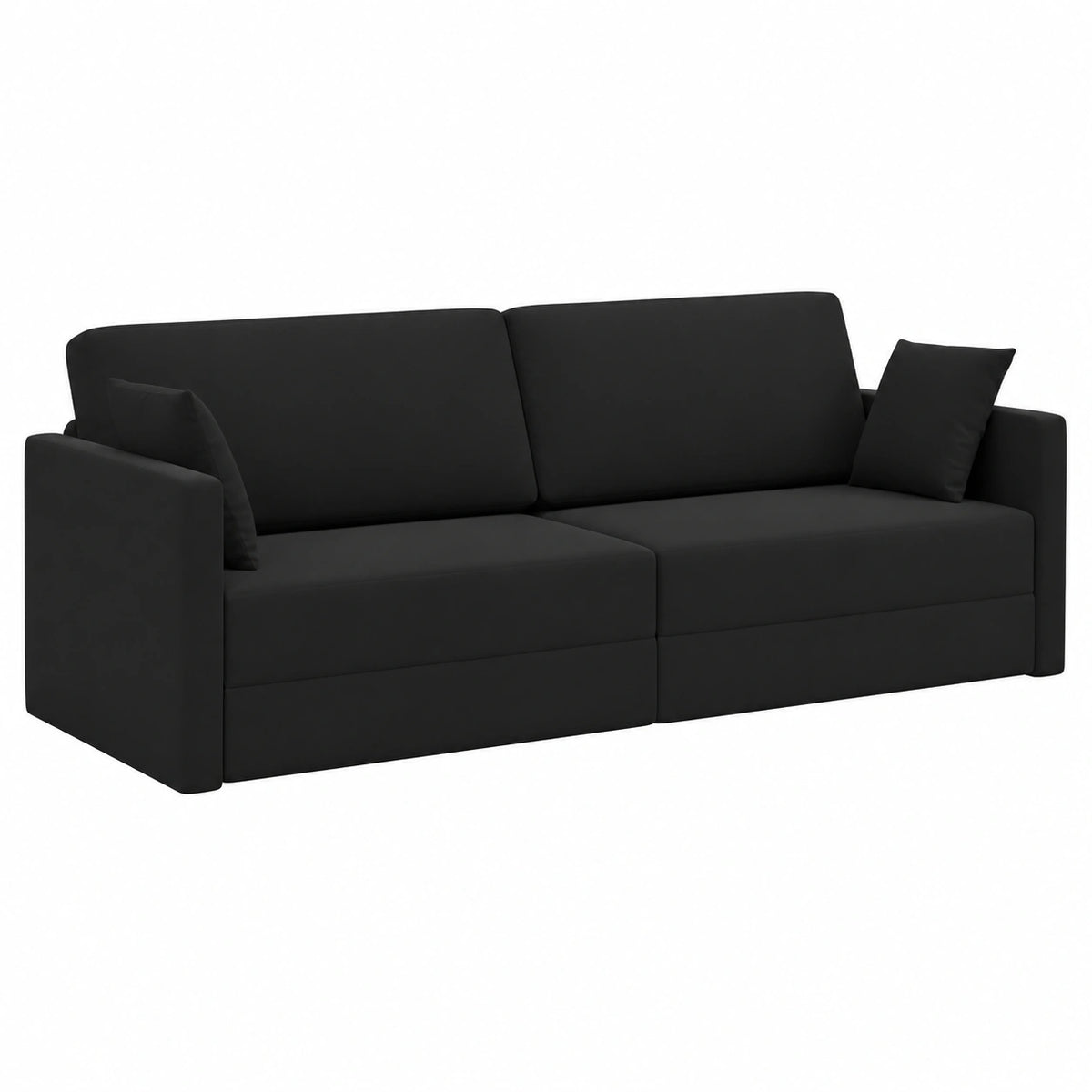 Divano Letto in Velluto Nero 213x70x77 cm, Compatto e Salvaspazio