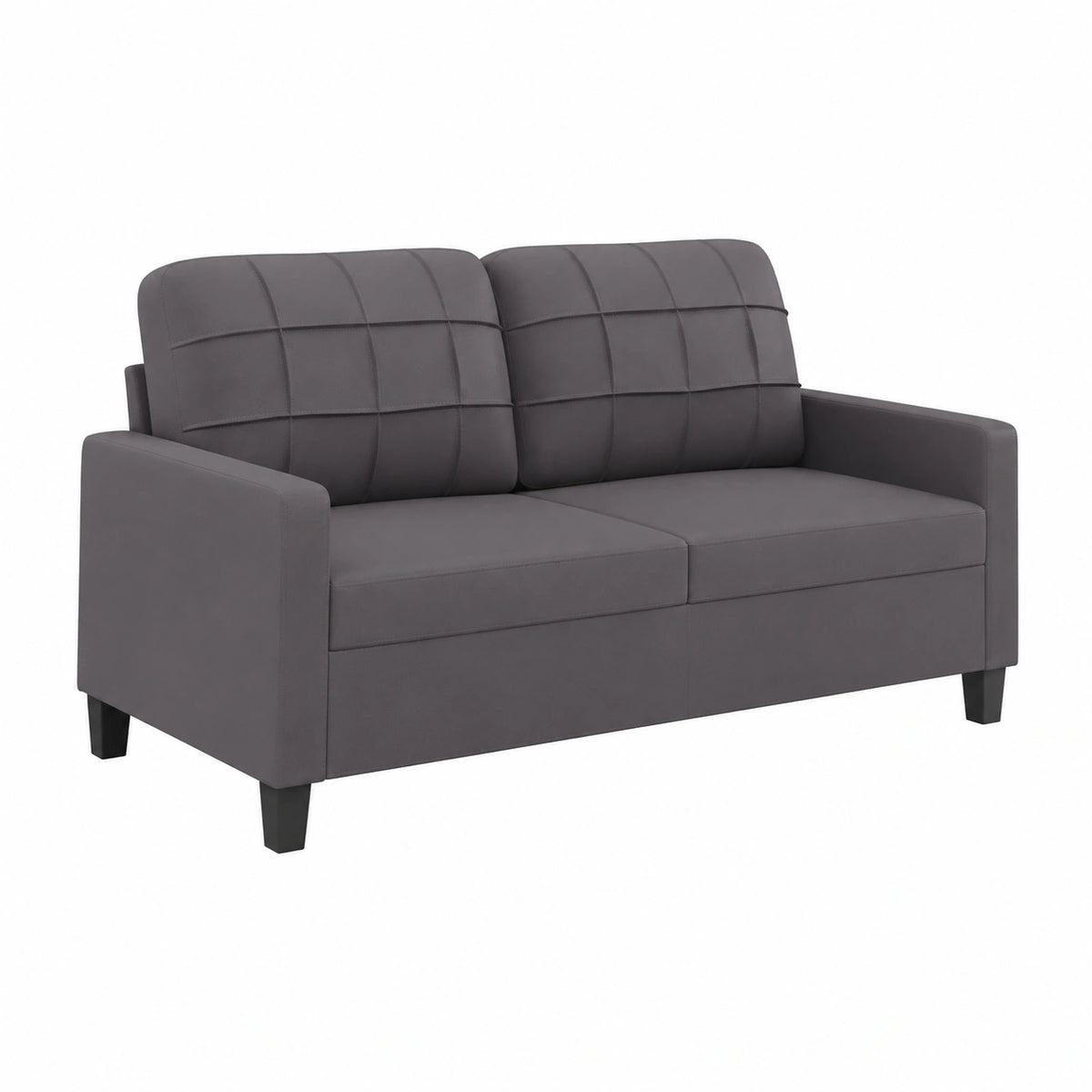 Set Divani Moderni in Similpelle Grigia con Cuscini - 2 e 3 Posti