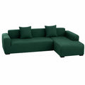 Copridivano angolare in tessuto elasticizzato, elegante e confortevole, protezione per divano a L con chaise longue (verde scuro, grande)