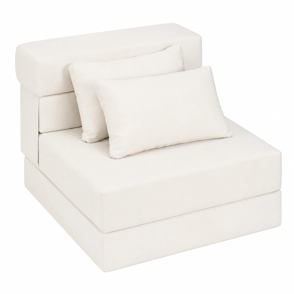 Divano Letto Convertibile 3 in 1 con 2 Cuscini in Chenille, Ideale per Soggiorno e Ufficio, Beige