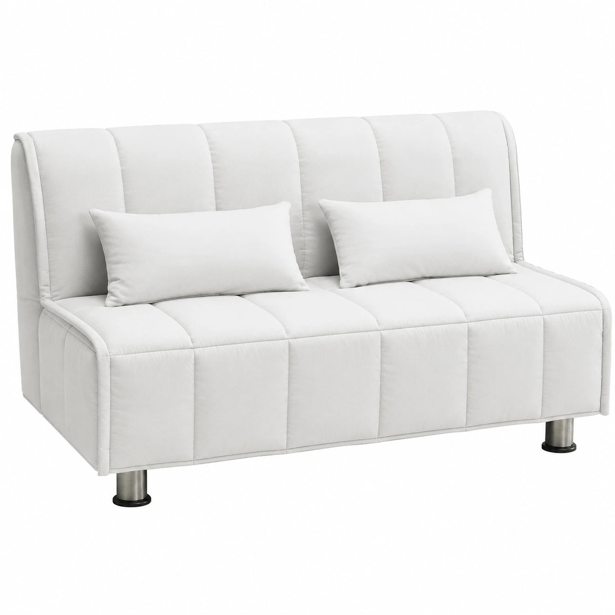 Divano Letto 3 Posti con Materasso Ortopedico 160x190, Rivestimento Sfoderabile e Coppia Cuscini Supersoft, Colore Bianco
