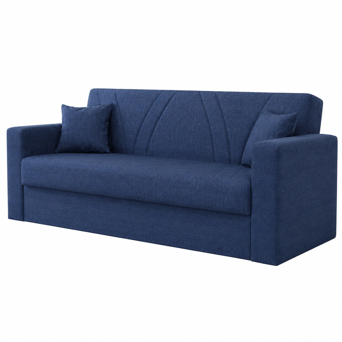 Divano Letto 3 Posti in Tessuto Blu, Design Moderno, 214x89x81 cm