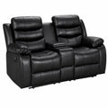 Divano Relax 2 Posti in Pelle Nera con Portabicchieri - Comfort Elegante per Soggiorno