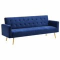Divano Letto 3 Posti in Velluto, Design Moderno con Gambe Dorate - Blu