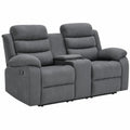 Divano Relax 2 Posti in Tessuto Grigio con Portabicchieri e Comfort Extra - Ideale per Soggiorno