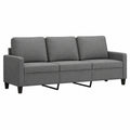 Divano a 3 Posti in Tessuto Grigio Scuro per Soggiorno, 198x77x80 cm