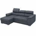 Divano Angolare Modulare 3 Posti con Letto e Contenitore - 3 Poggiatesta Regolabili - Grigio Argento 247 cm