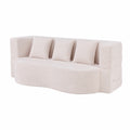 Divano Letto Pieghevole Moderno 2 in 1 con Cuscini, Design in Pile Teddy per Soggiorno e Camera, Bianco