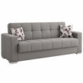 Divano Letto Reclinabile a 3 Posti con Contenitore, Nero, Apertura Click-clack - Modello Francisco 85x226 cm