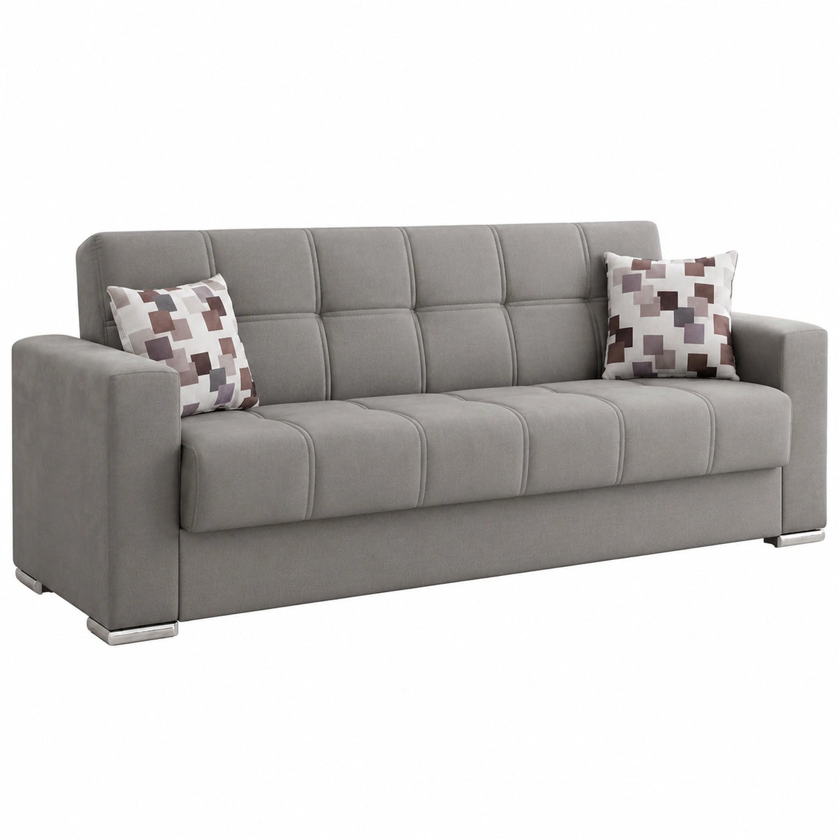 Divano Letto Reclinabile a 3 Posti con Contenitore, Nero, Apertura Click-clack - Modello Francisco 85x226 cm