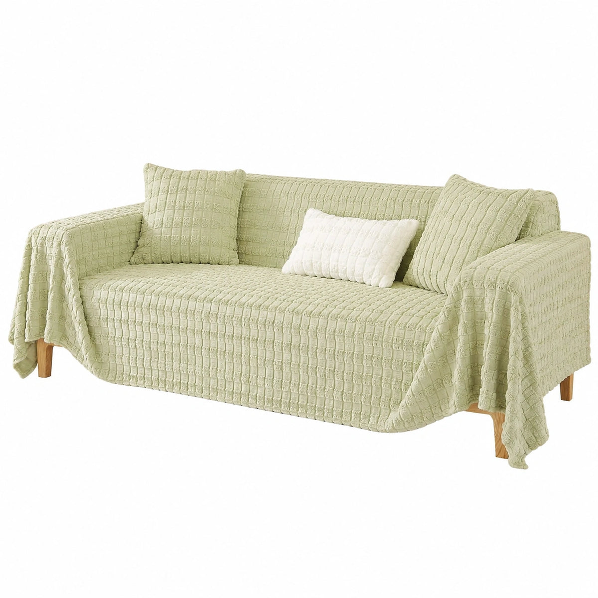 Copridivano a 2 posti in pelliccia sintetica, soffice e caldo, antipolvere, per divani angolari grandi, ideale per soggiorno, decorazione natalizia verde (180 x 230 cm)