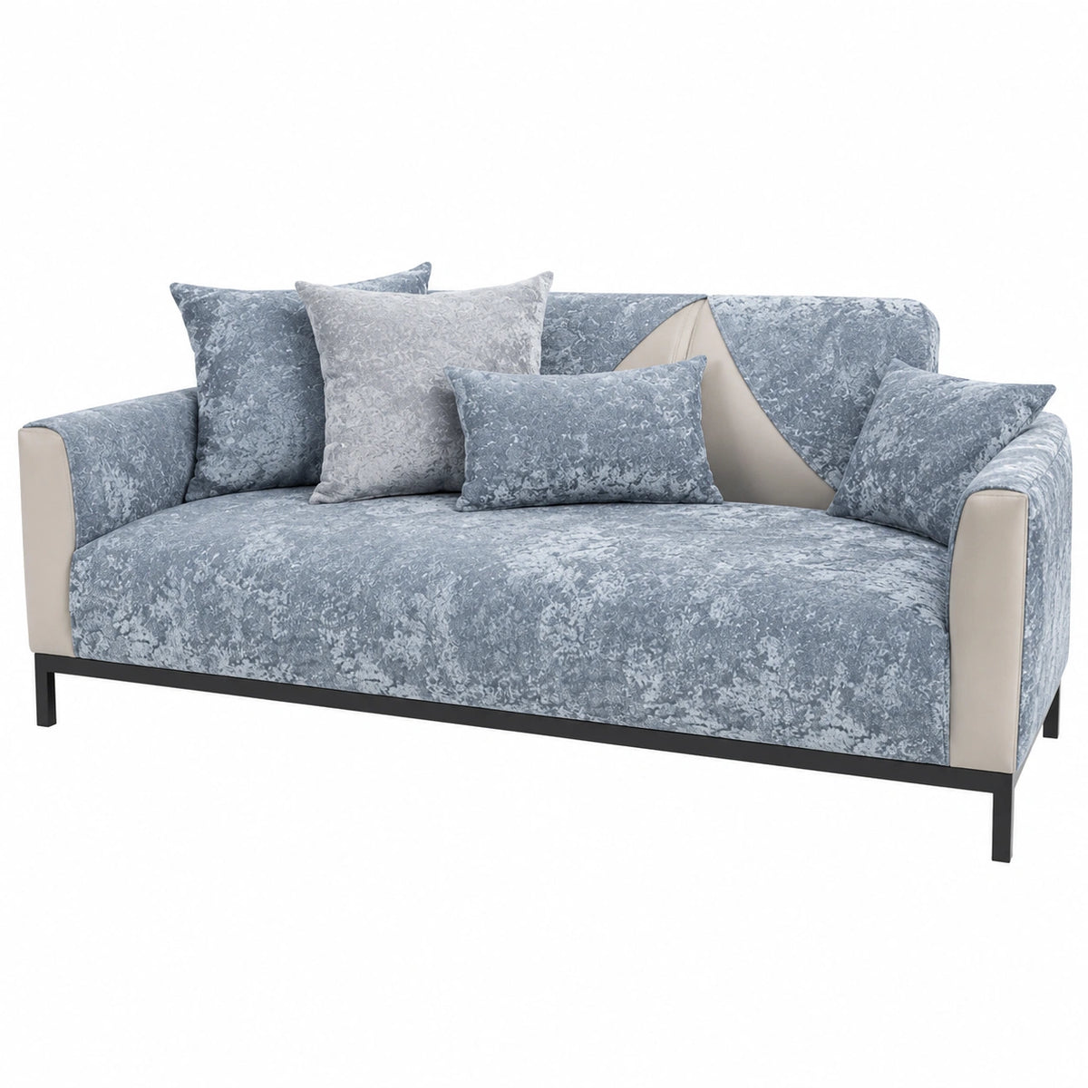 Copertura Antiscivolo in Ciniglia per Divano Grande e Angolare, Blu 70x70 cm